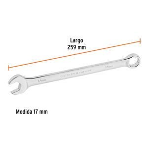 Llave mixta extralarga de acabado pulido de 17 mm. - TRUPER