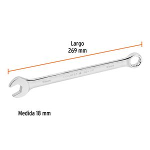 Llave mixta extralarga de acabado pulido de 18 mm. - TRUPER