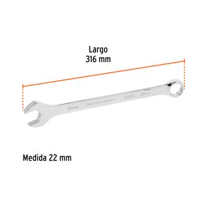 Llave mixta extralarga de acabado pulido de 22 mm. - TRUPER