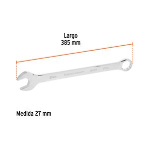 Llave mixta extralarga de acabado pulido de 27 mm. - TRUPER