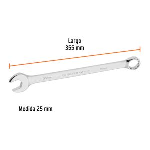 Llave mixta extralarga de acabado pulido de 25 mm. - TRUPER
