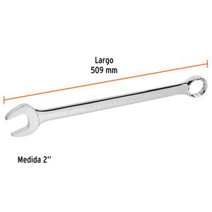 Llave mixta extralarga de acabado pulido de 2". - TRUPER