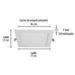 Luminario-ultra-delgado-LED-12W-empotrar-cuadrado-luz-calida