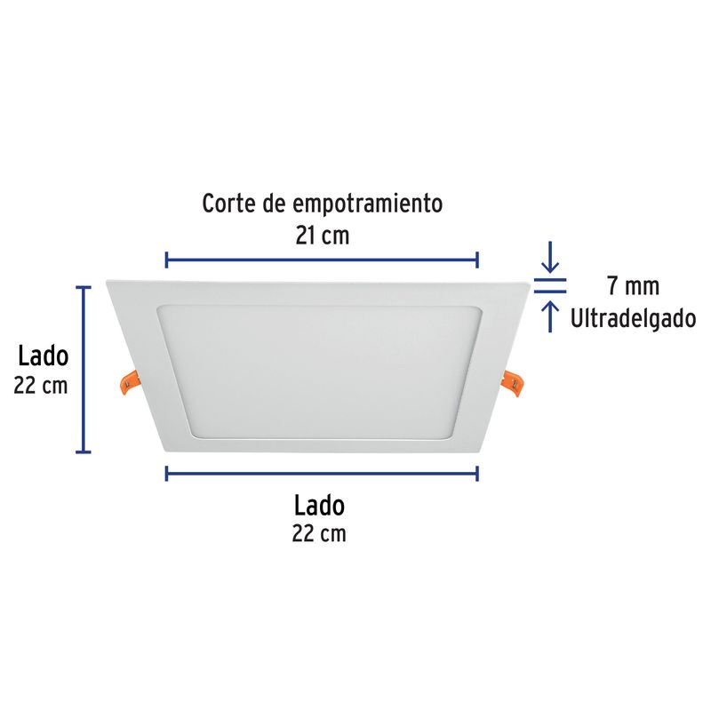 Luminario-ultra-delgado-LED-18W-empotrar-cuadrado-luz-calida