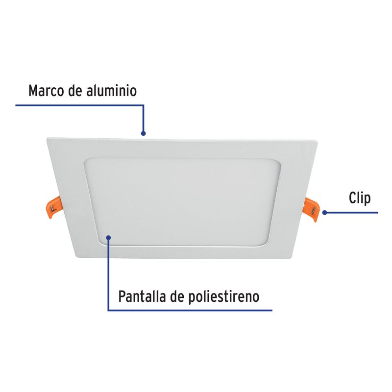 Luminario-ultra-delgado-LED-12W-empotrar-cuadrado-luz-calida