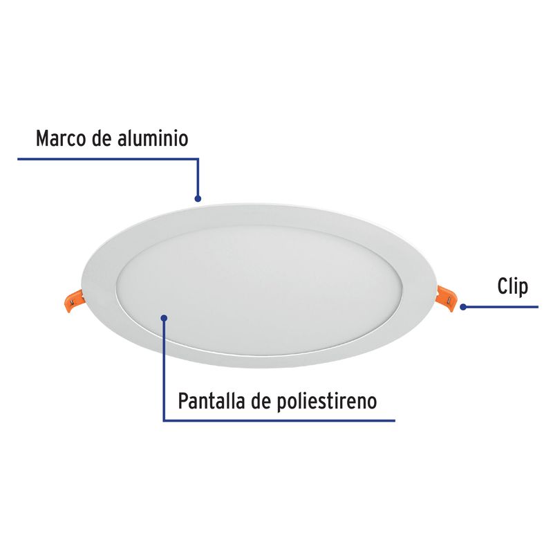 Luminario-ultra-delgado-LED-18-W-empotrar-redondo-luz-calida