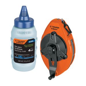 Tiza línea con tiza azul de 4oz e hilo de 30m para uso rudo - TRUPER