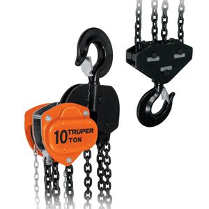 Tecle de cadena con 3m de levantamiento y 10t de capacidad, uso industrial - TRUPER