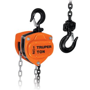 Tecle de cadena con 3m de levantamiento y 1/2t de capacidad - TRUPER