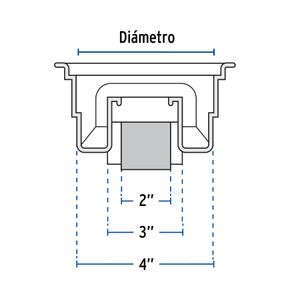 Coladera de ABS con rejilla cromada 5", 1/4 de vuelta - FOSET