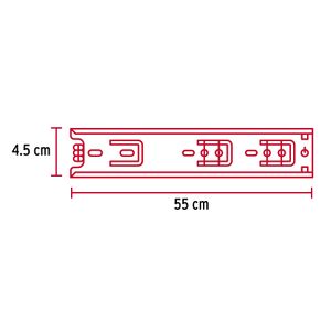 Riel de 55cm x 45mm para cajones, bolsa de 2 unidades - HERMEX