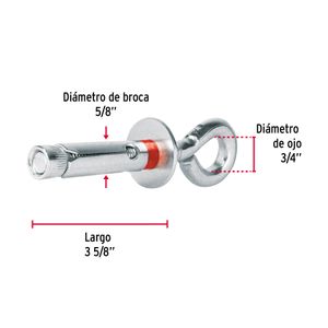 Perno de expansión de 5/8" con armella cerrada, bolsa de 2 unidades. - FIERO