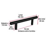 Jaladera-de-acero-96-mm-estilo--Cilindro--negro