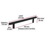 Jaladera-de-acero-160-mm-estilo--Cilindro--negro