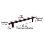 Jaladera-de-acero-192-mm-estilo--Cilindro--negro