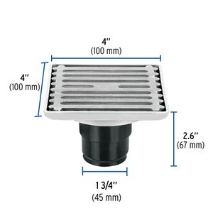 Resumidero cuadrado de acero inoxidable 4" x 4" - FOSET