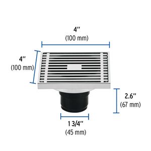 Resumidero cuadrado de latón 4" x 4" - FOSET