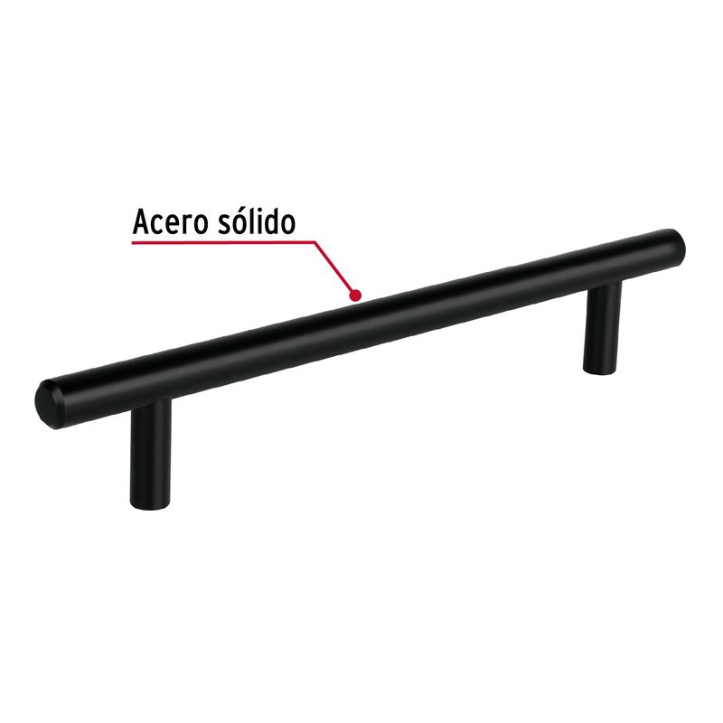 Jaladera-de-acero-160-mm-estilo--Cilindro--negro