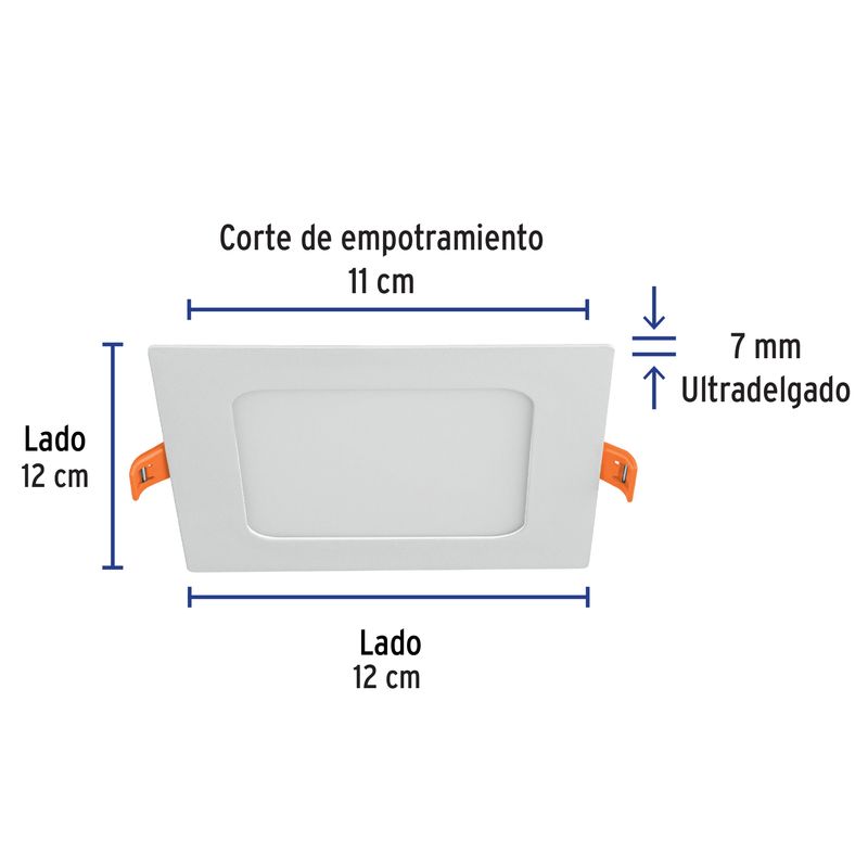 Luminario-ultra-delgado-LED-6-W-empotrar-cuadrado-luz-calida