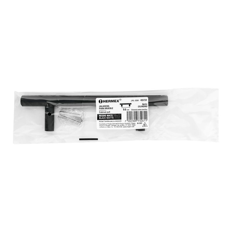 Jaladera-de-acero-96-mm-estilo--Cilindro--negro