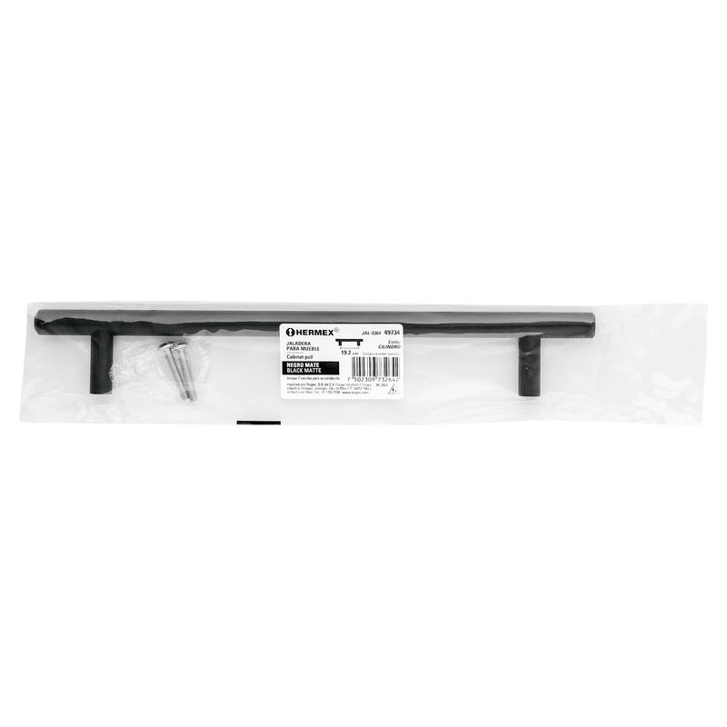 Jaladera-de-acero-192-mm-estilo--Cilindro--negro