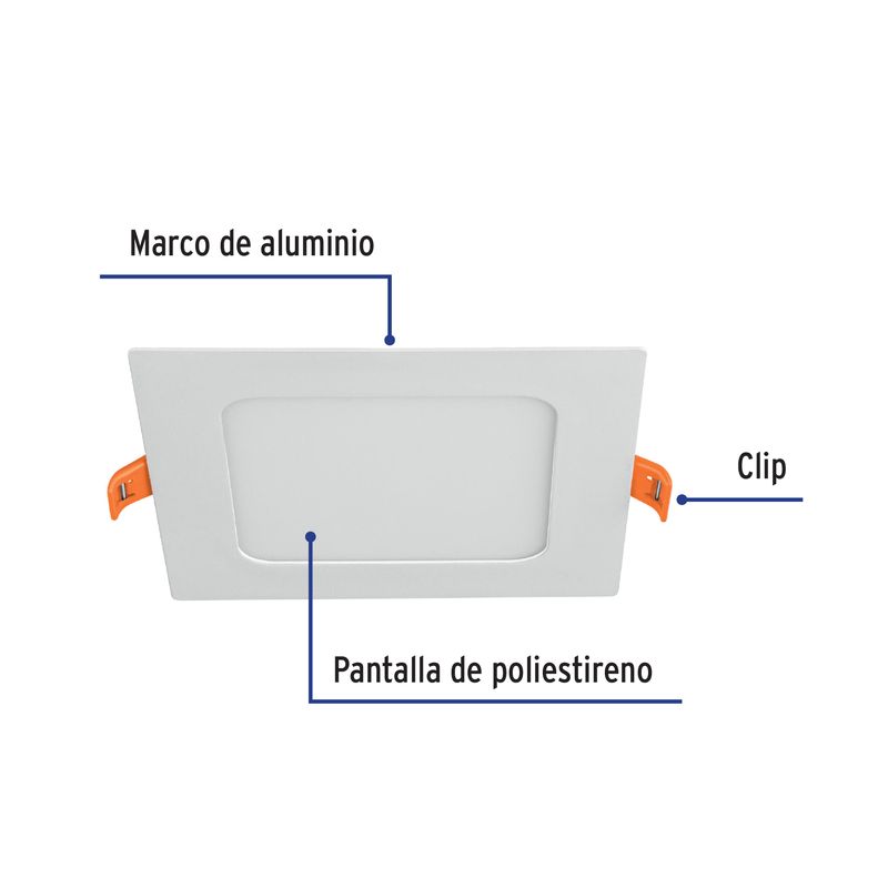 Luminario-ultra-delgado-LED-6-W-empotrar-cuadrado-luz-calida