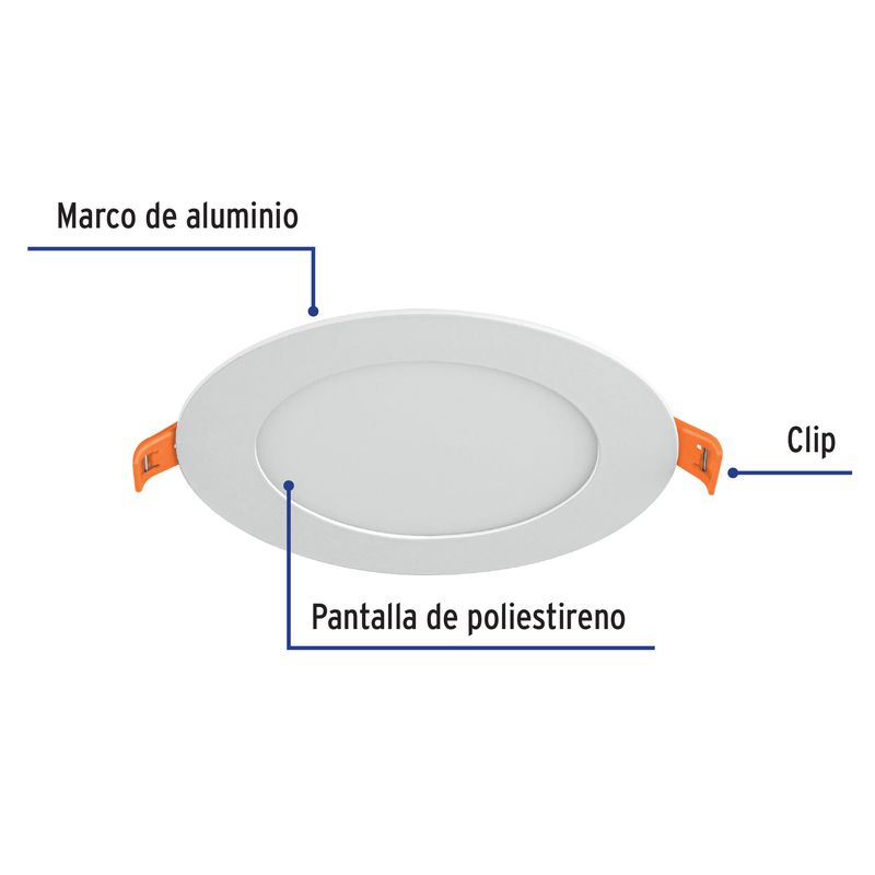 Luminario-ultra-delgado-LED-6-W-empotrar-redondo-luz-calida