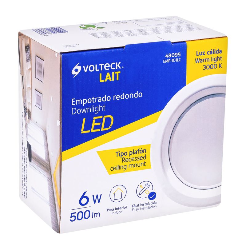 Luminario-LED-empotrado-redondo-de-6-W-luz-calida