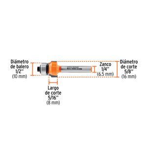 Broca para router, redondeado, 5/8" con balero - TRUPER