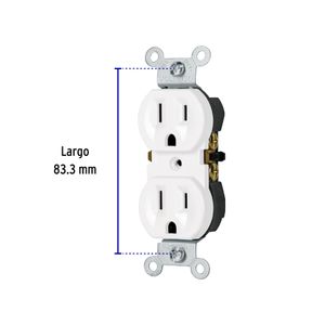 Contacto dúplex, 2 polos 3 hilos, Standard, blanco - VOLTECK