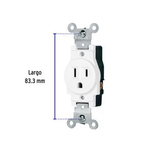 Contacto sencillo, 2 polos 3 hilos, Standard, blanco - VOLTECK