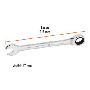 Llave mixta pulida de 17 mm con ratchet. - TRUPER