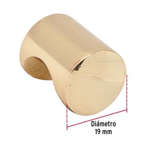 Botón metálico con acabado en latón brillante, estilo "Cilindro" - HERMEX