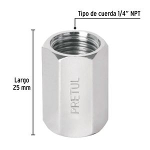Cople acero, cuerda 1/4 NPT - PRETUL