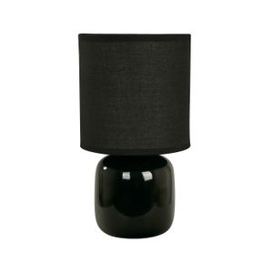 Lámpara de mesa con base cerámica, pantalla negra. 1 luz, boquilla E27. - IKE LITE