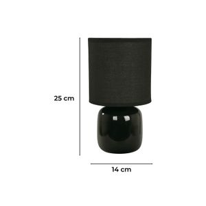 Lámpara de mesa con base cerámica, pantalla negra. 1 luz, boquilla E27. - IKE LITE