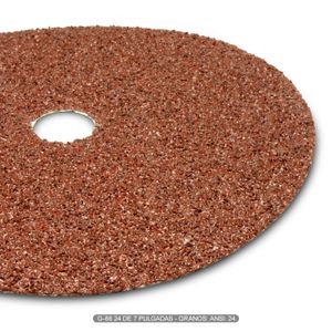 Disco de lija G-88 24 de 7 pulgadas o 18 cm. Ideal para operaciones de desbaste pesado en todo tipo de metales. - FANDELI