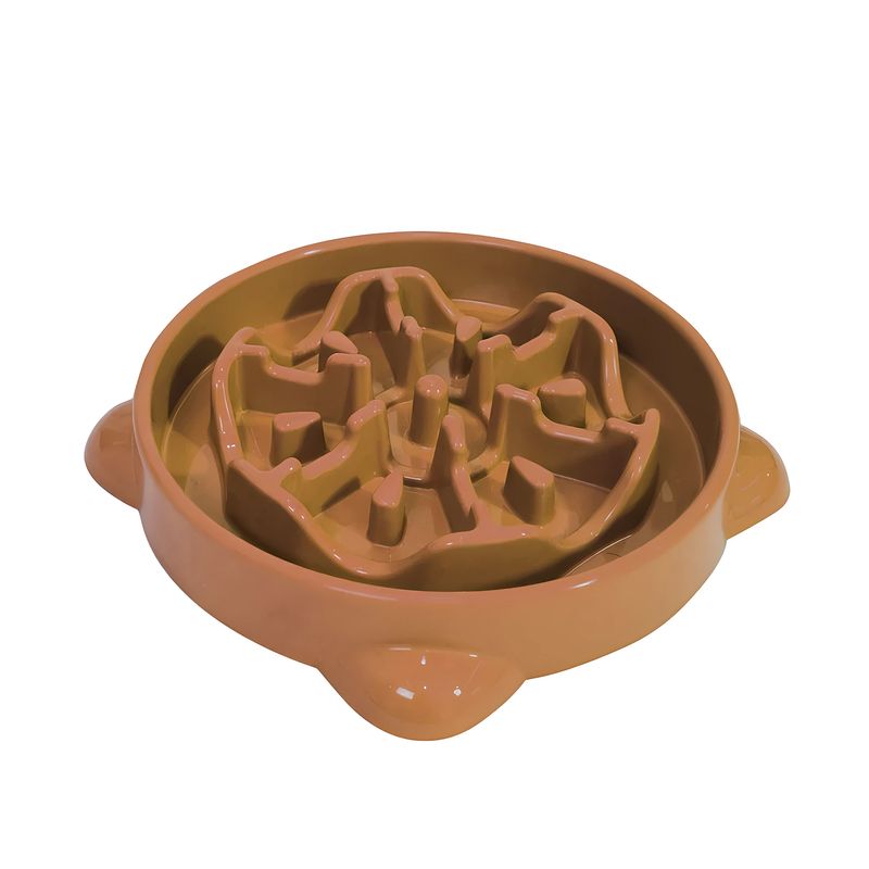 Plato-alimenta-lento-para-perro-color-chocolate.