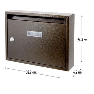 Buzón metálico color bronce antiguo de 32 x 24 cm. - K HOME