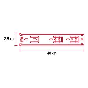 Riel de 40cm x 25mm para cajones, bolsa con 2 unidades - HERMEX