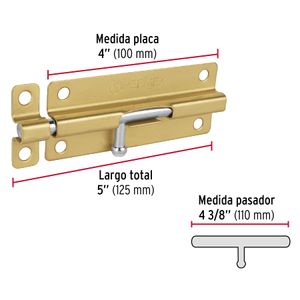 Picaporte latonado de 5" - HERMEX