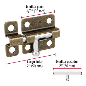 Picaporte latonado antiguo de 2" - HERMEX