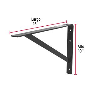 Pie de amigo reforzado con barra, negro de 10" x 16" - HERMEX