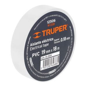 Taipe eléctrico de 18m x 19mm, blanco. - TRUPER