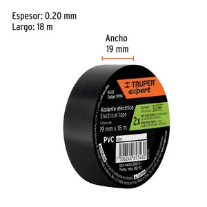 Taipe eléctrico de 18m x 19mm, negro. - TRUPER