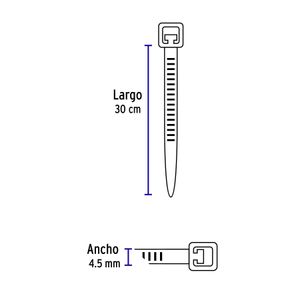 Bolsa con 50 amarracables blancos de 12" x 4,5mm - VOLTECK