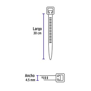 Bolsa con 50 amarracables negros de 12" x 4,5mm - VOLTECK
