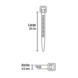 Bolsa con 50 amarracables blancos de 8" x 4,5mm - VOLTECK
