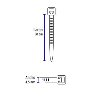 Bolsa con 50 amarracables negros de 8" x 4,5mm - VOLTECK