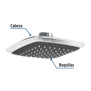 Cabeza de ducha cuadrada de 6" con bordes redondeados - FOSET